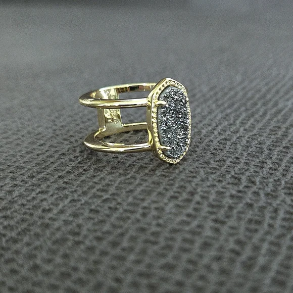 ✨️HP✨️ Kendra Scott "Elyse" Double✌️ Band Platinum Drusy Ring💍 - Picture 12 of 16